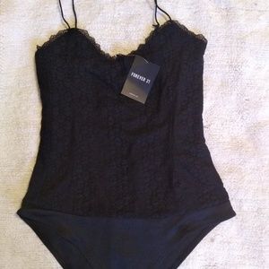 Forever 21 Brand New Black Lace Bodysuit